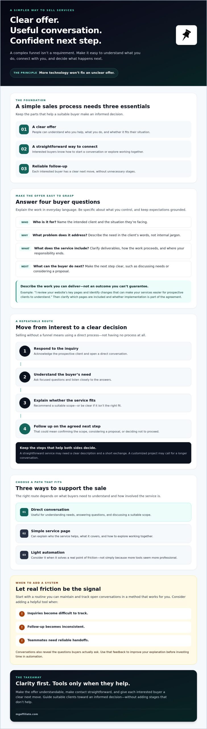 How to Sell Services Without a Complex Funnel: A Simple 2026 Guide